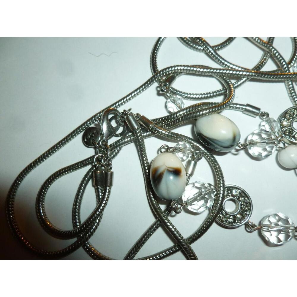 Double Strand Rhinestone Bead Statement Necklace … - image 4